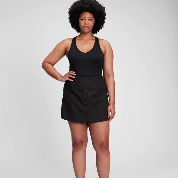 Black Linen-Cotton Mini Skort Gap - 16 - Picture 2 of 12
